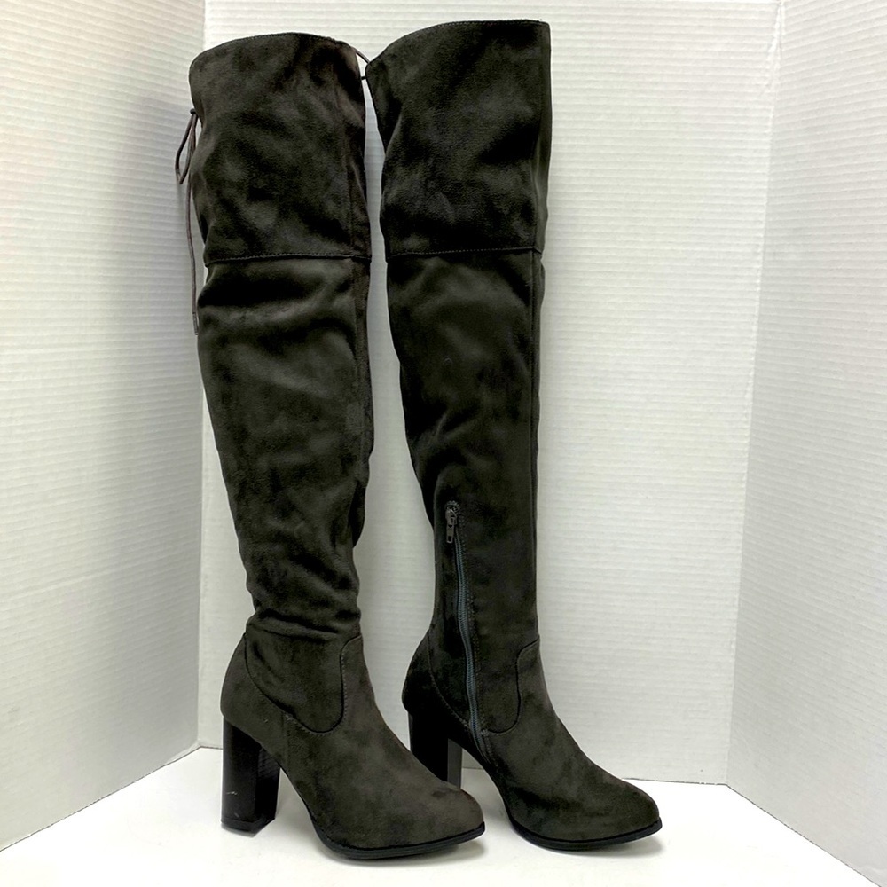 Qupid Charcoal Zinc Women’s Over The Knee Boots - Picture 2 of 9